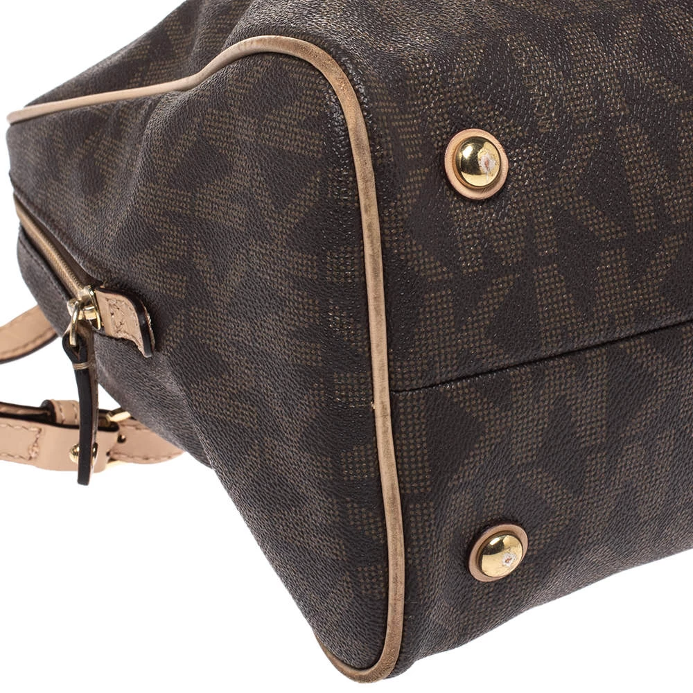 MICHAEL Michael Kors Brown Coated Canvas And Leather Cindy Dome Satchel For Women - Image 11