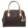 MICHAEL Michael Kors Brown Coated Canvas And Leather Cindy Dome Satchel For Women
