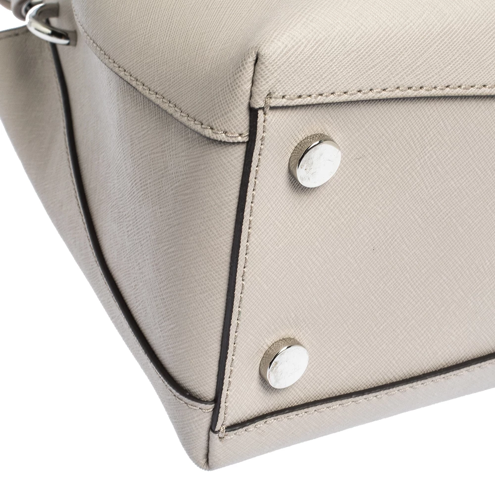 Michael Kors Light Grey Saffiano Leather Large Portia Shoulder Bag For Women - Image 9