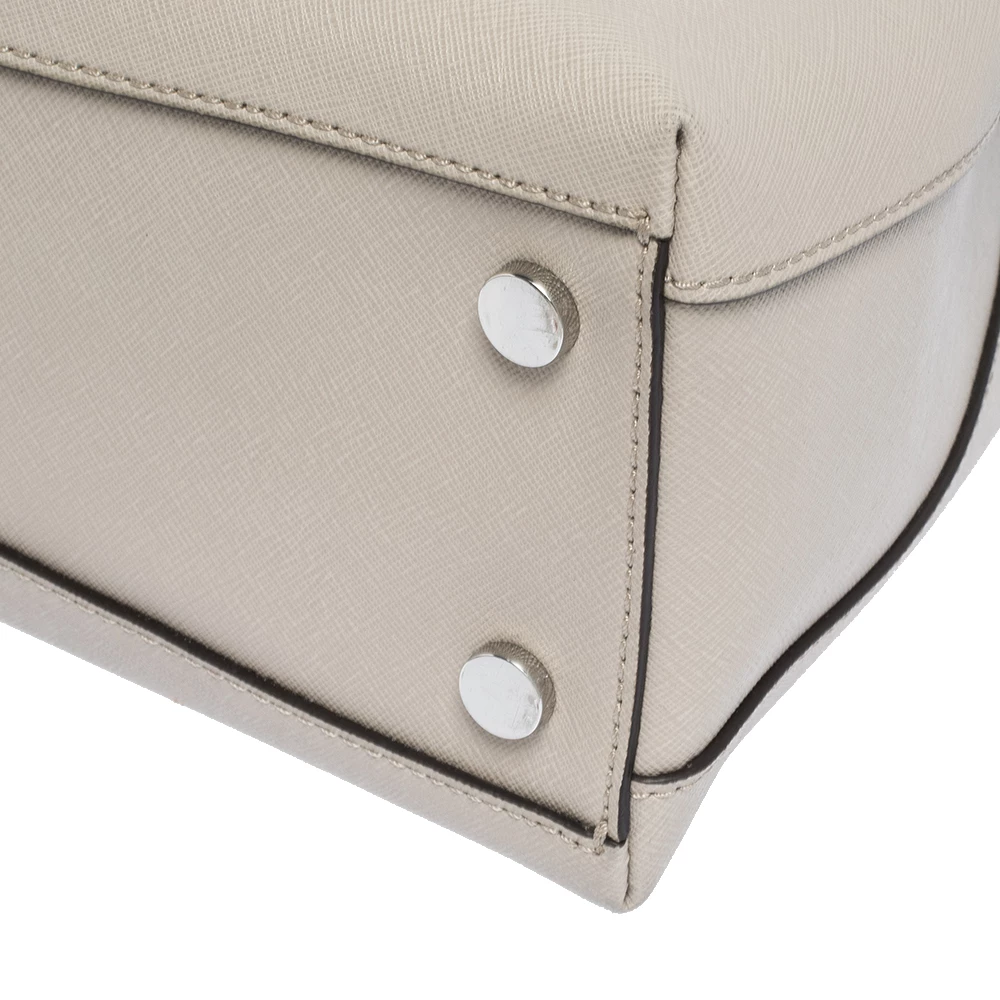 Michael Kors Light Grey Saffiano Leather Large Portia Shoulder Bag For Women - Image 10