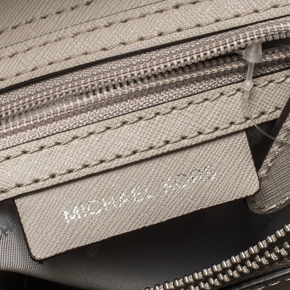 Michael Kors Light Grey Saffiano Leather Large Portia Shoulder Bag For Women - Image 7