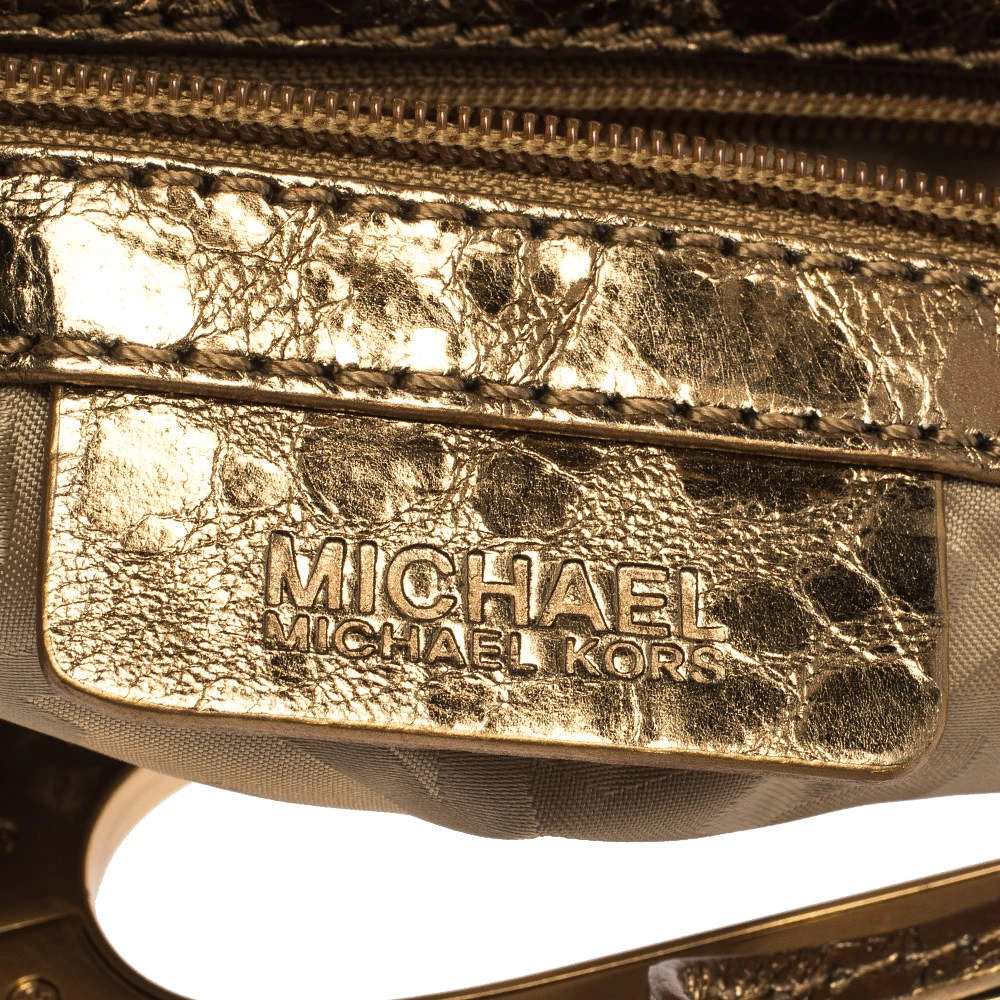 Michael Kors Metallic Gold Leather Fold Over Clutch For Women - Image 8