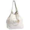 Michael Kors Grey Perforated Leather Logo Grab Hobo For Women
