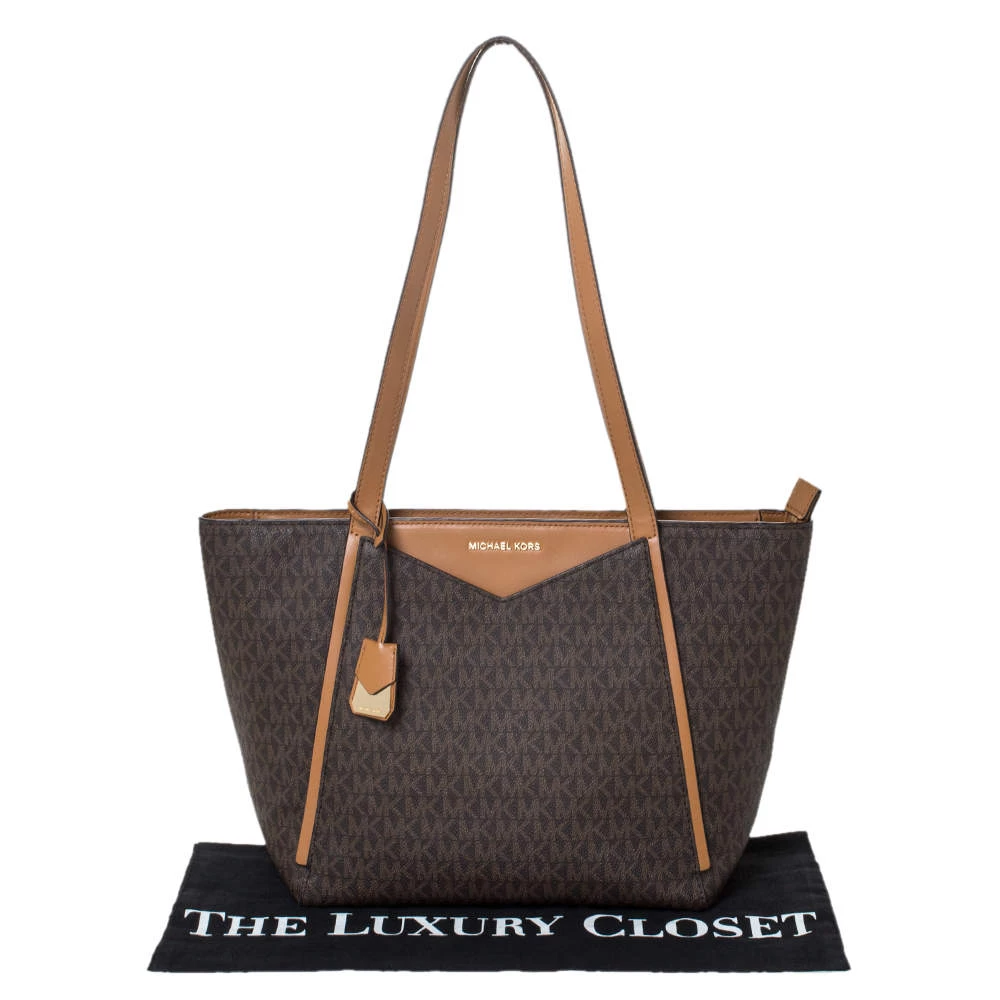 Michael Kors Brown Signature Coated Canvas And Leather Whitney Logo Tote For Women - Image 9