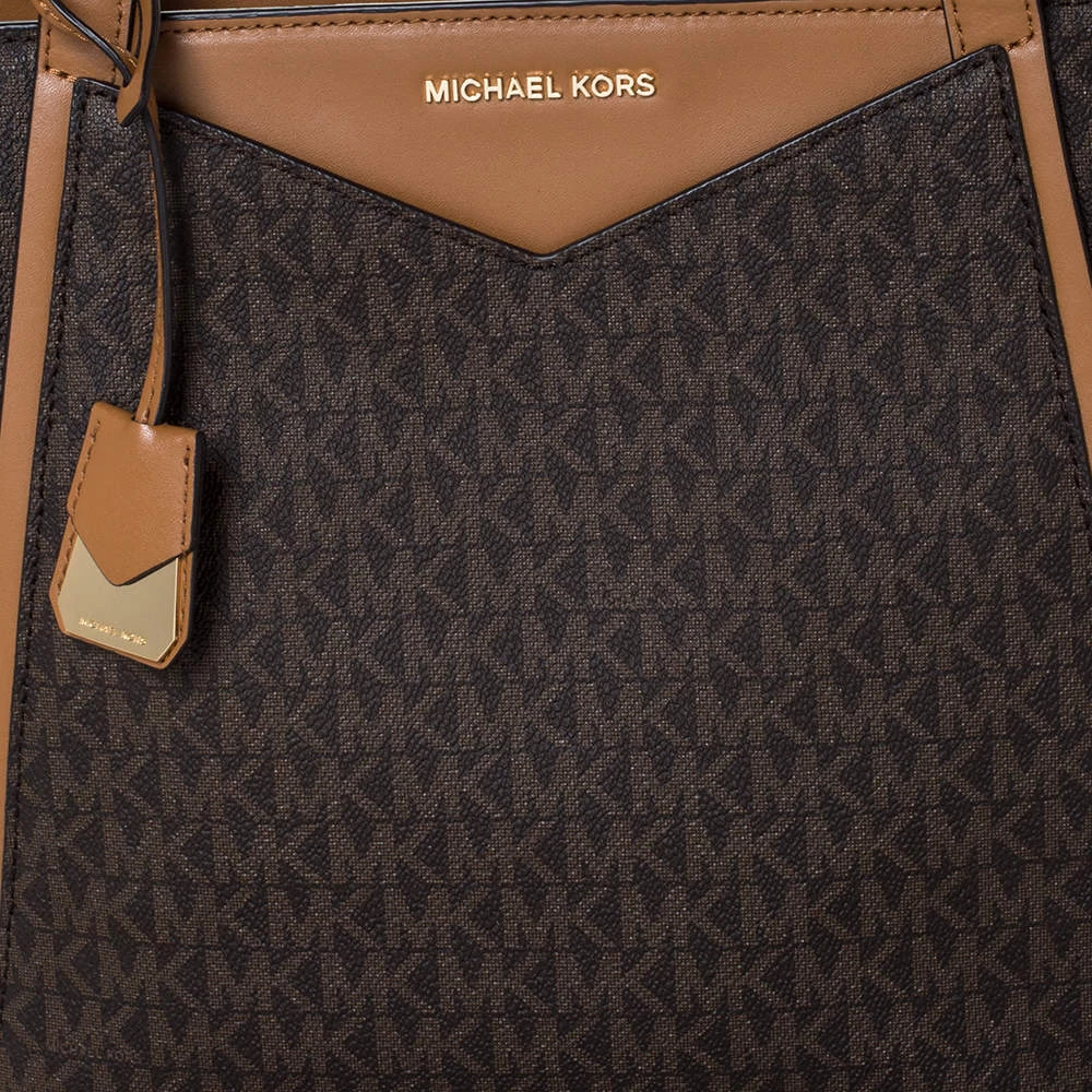 Michael Kors Brown Signature Coated Canvas And Leather Whitney Logo Tote For Women - Image 5