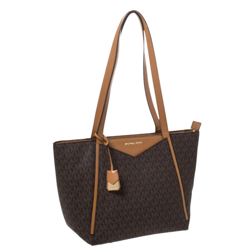 Michael Kors Brown Signature Coated Canvas And Leather Whitney Logo Tote For Women - Image 3