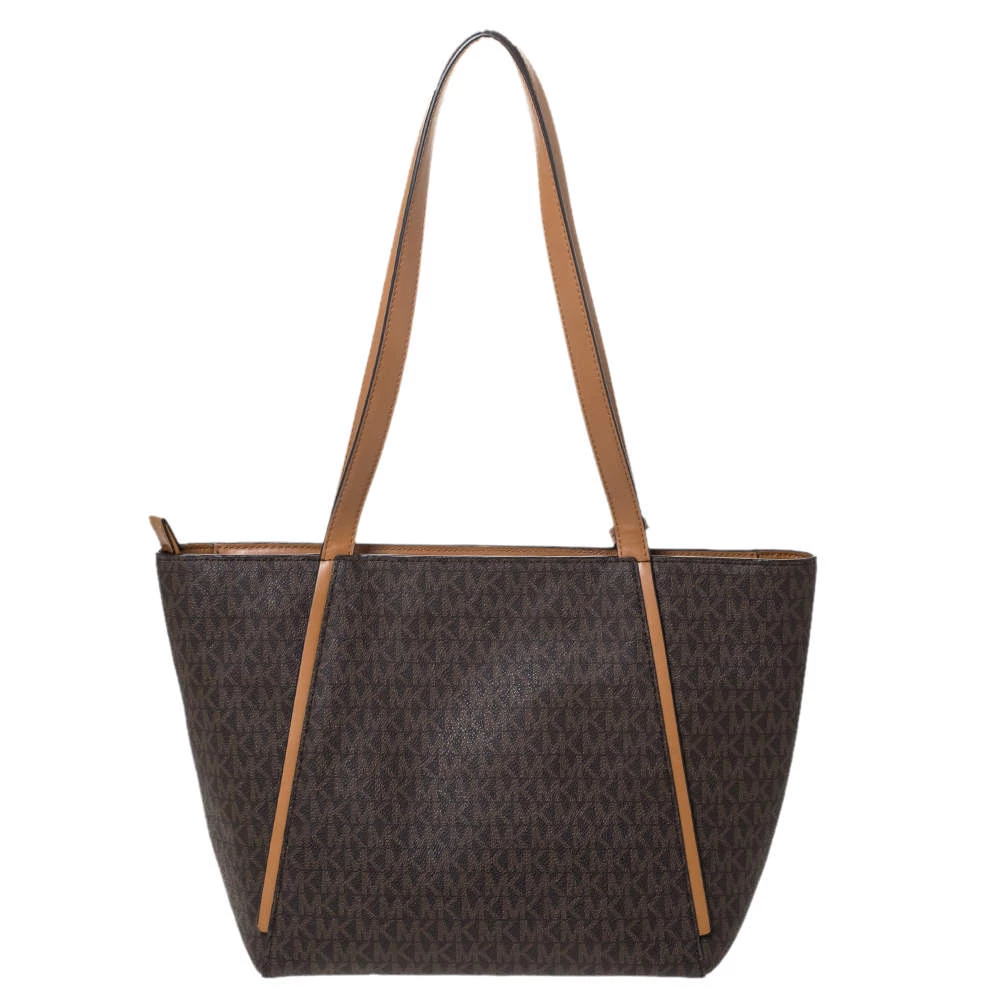 Michael Kors Brown Signature Coated Canvas And Leather Whitney Logo Tote For Women - Image 4