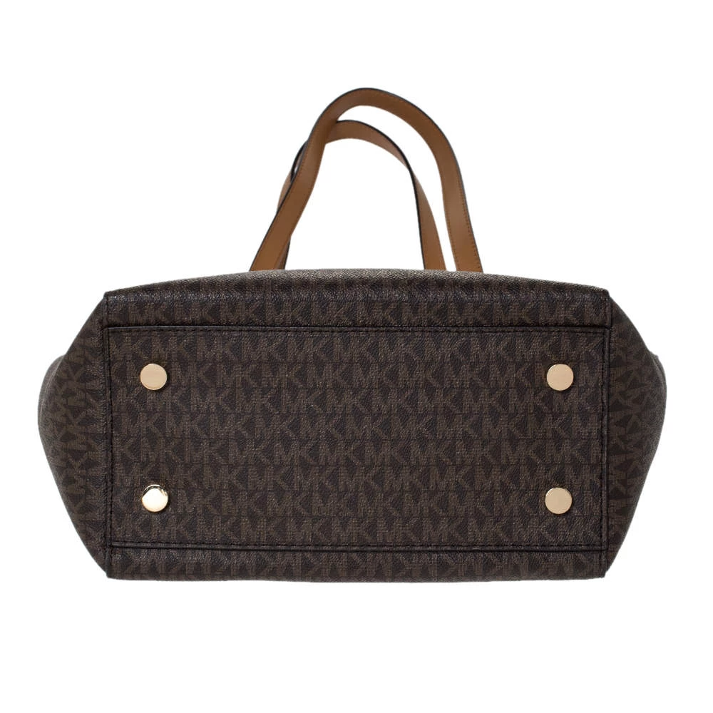 Michael Kors Brown Signature Coated Canvas And Leather Whitney Logo Tote For Women - Image 6