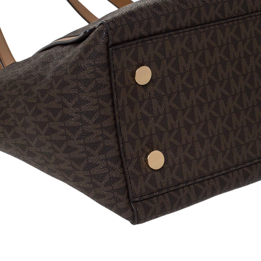 Michael Kors Brown Signature Coated Canvas And Leather Whitney Logo Tote For Women - Image 11