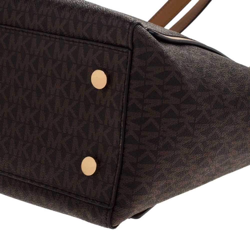 Michael Kors Brown Signature Coated Canvas And Leather Whitney Logo Tote For Women - Image 10