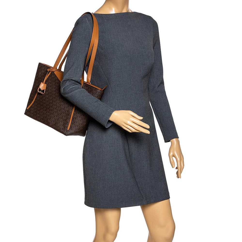 Michael Kors Brown Signature Coated Canvas And Leather Whitney Logo Tote For Women - Image 2