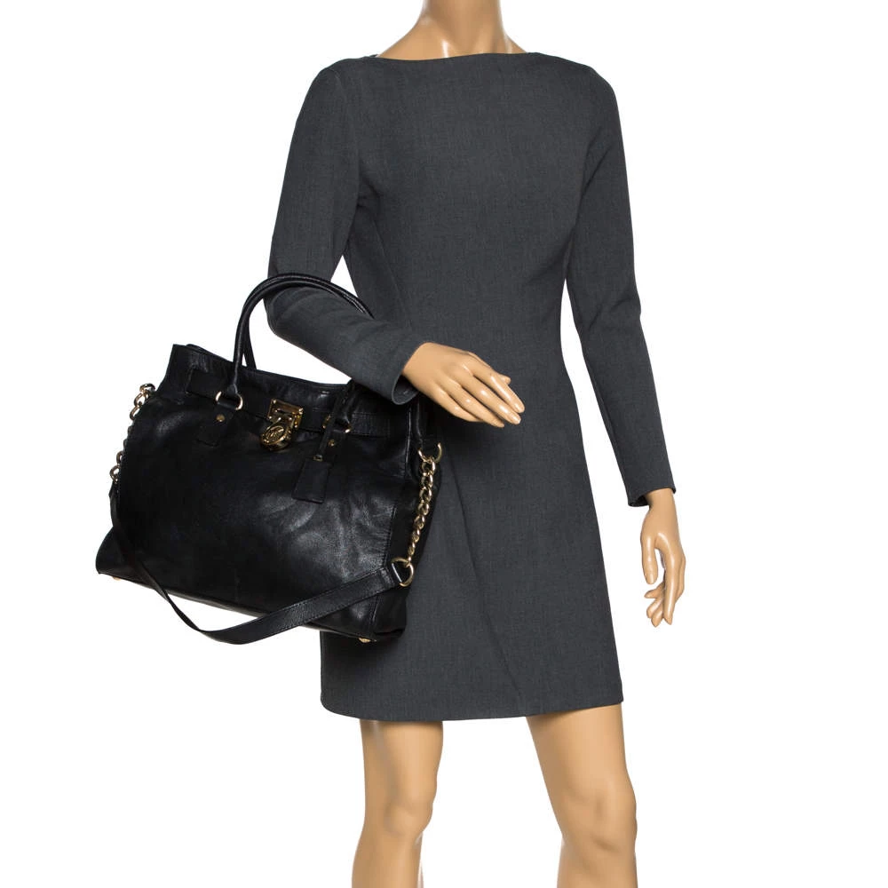 Michael Michael Kors Black Leather Large Hamilton North South Tote For Women - Image 2