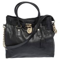 Michael Michael Kors Black Leather Large Hamilton North South Tote For Women