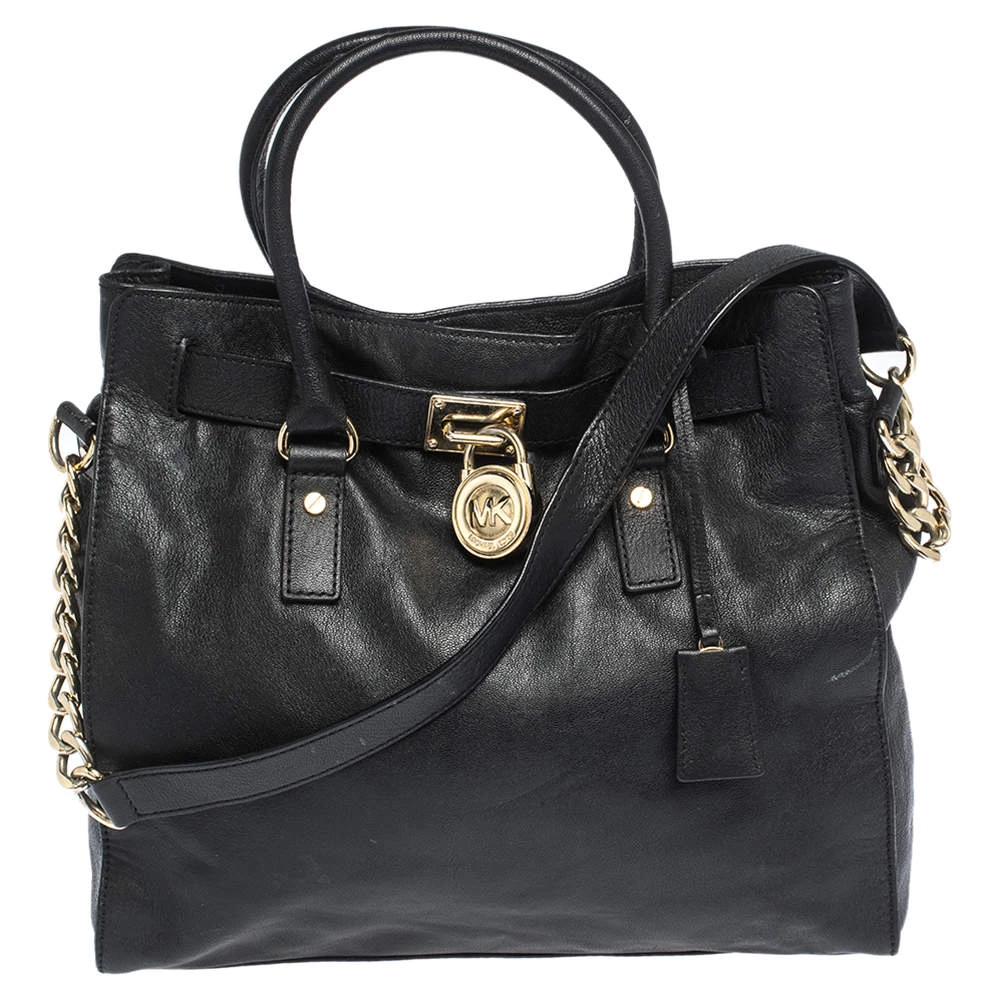 Michael Michael Kors Black Leather Large Hamilton North South Tote For Women