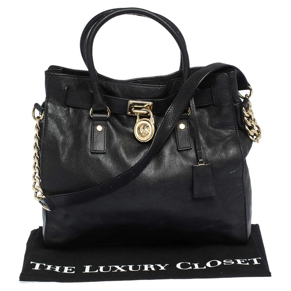 Michael Michael Kors Black Leather Large Hamilton North South Tote For Women - Image 11