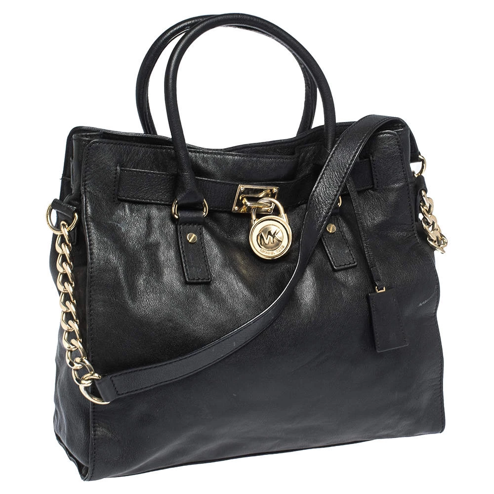 Michael Michael Kors Black Leather Large Hamilton North South Tote For Women - Image 3