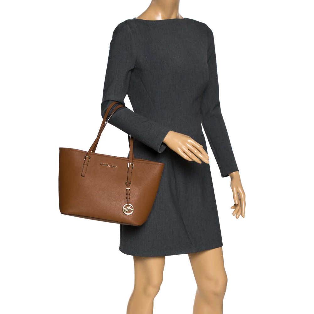 Michael Kors Brown Saffiano Leather Small Jet Set Travel Tote For Women - Image 2