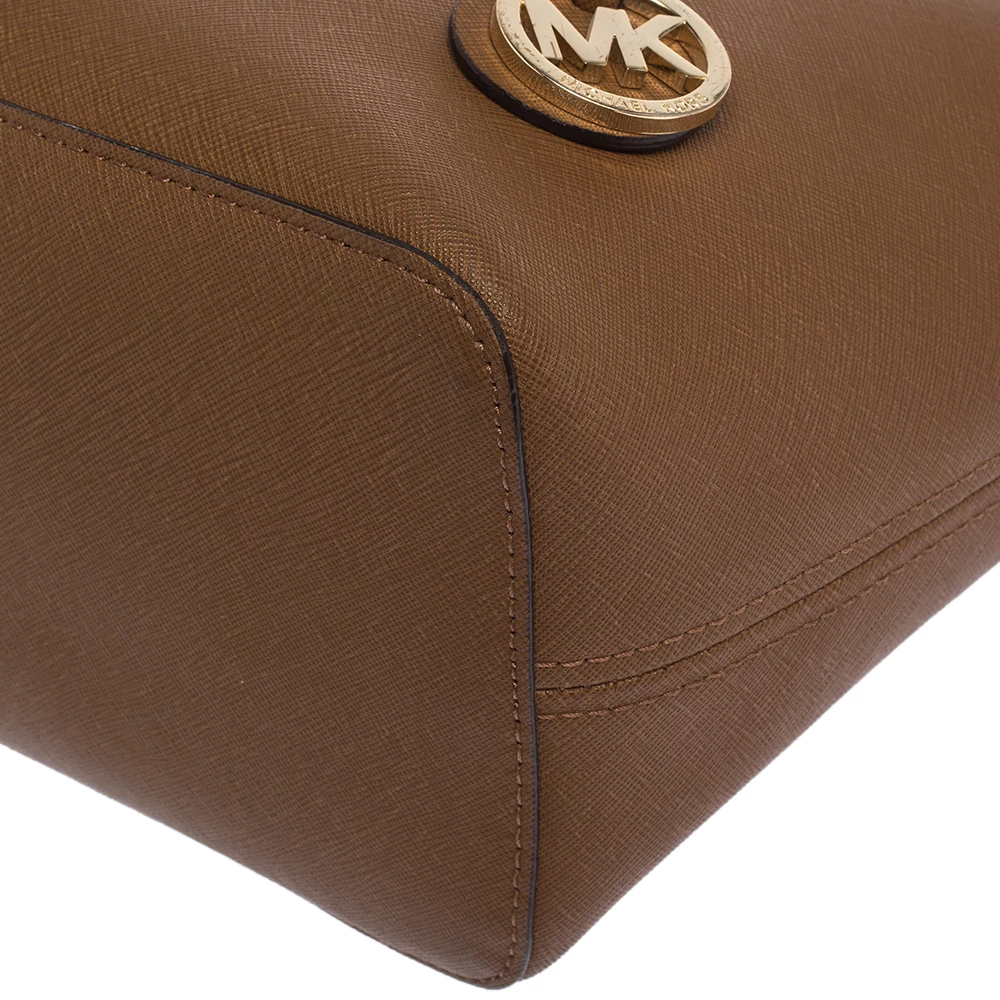 Michael Kors Brown Saffiano Leather Small Jet Set Travel Tote For Women - Image 11