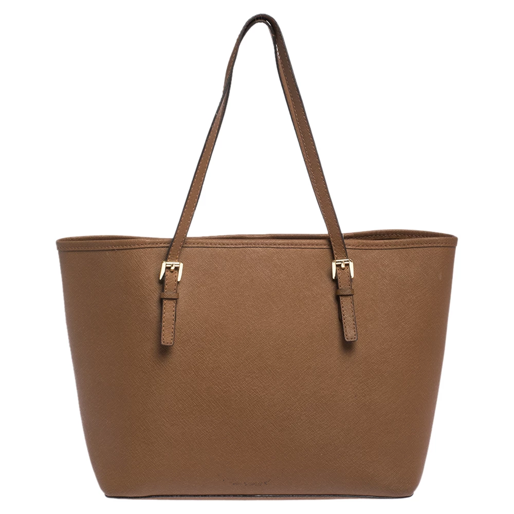 Michael Kors Brown Saffiano Leather Small Jet Set Travel Tote For Women - Image 4