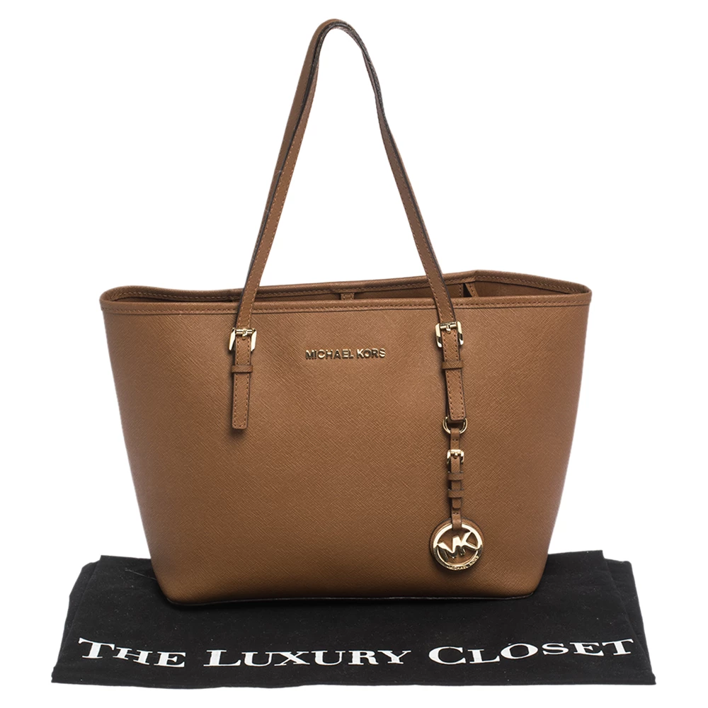Michael Kors Brown Saffiano Leather Small Jet Set Travel Tote For Women - Image 9
