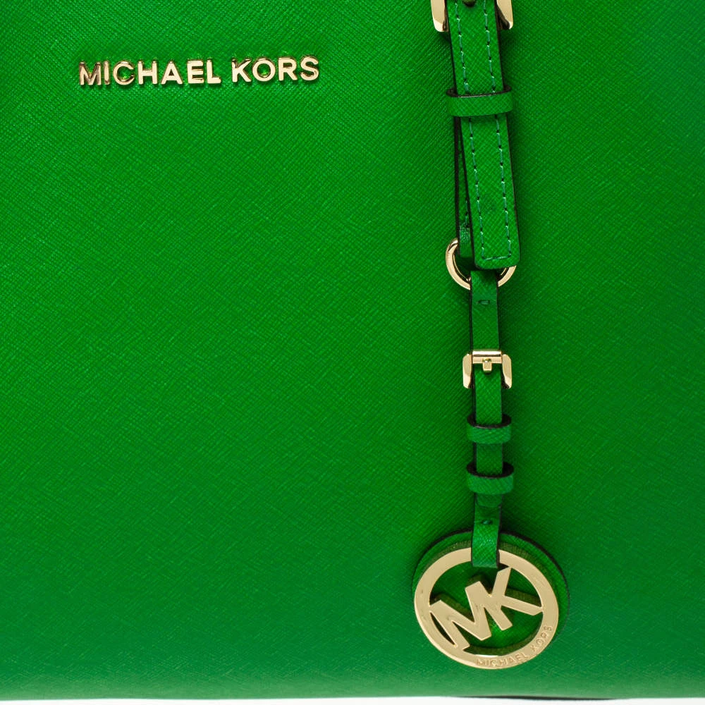 Michael Kors Green Leather Jet Set Travel Tote For Women - Image 5