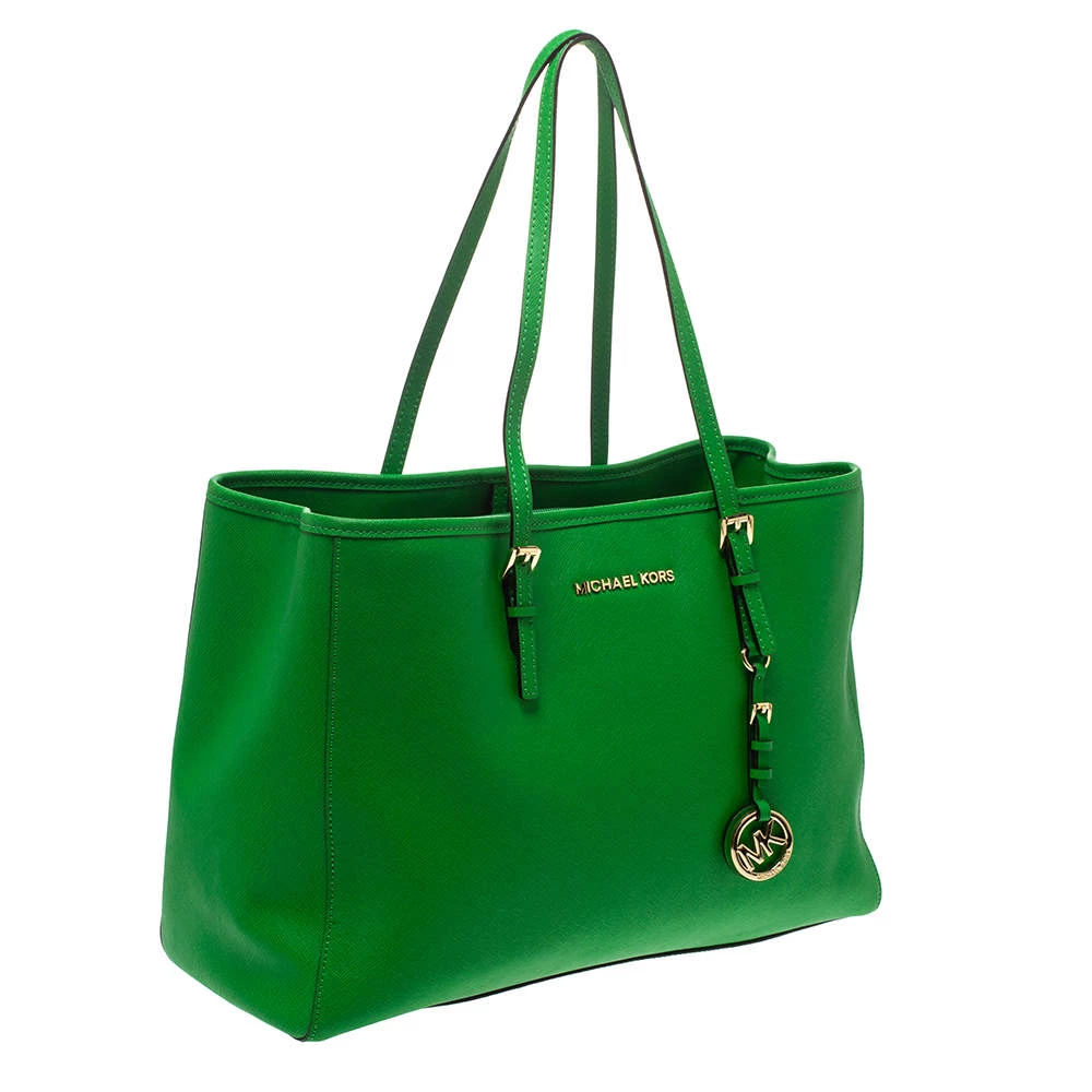 Michael Kors Green Leather Jet Set Travel Tote For Women - Image 3