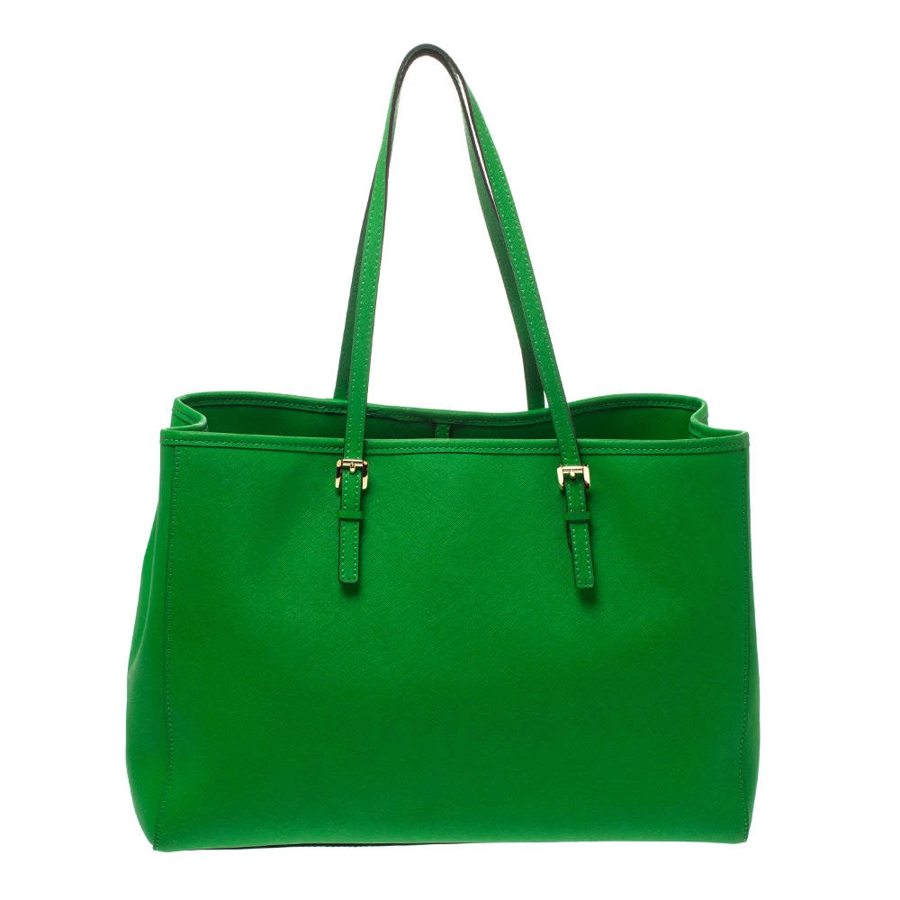 Michael Kors Green Leather Jet Set Travel Tote For Women - Image 4