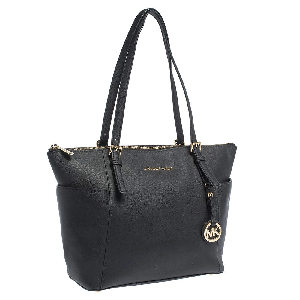 MICHAEL Michael Kors Black Saffiano Leather Top-zip Jet Set Tote For Women - Image 3