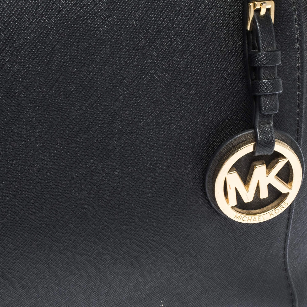MICHAEL Michael Kors Black Saffiano Leather Top-zip Jet Set Tote For Women - Image 5