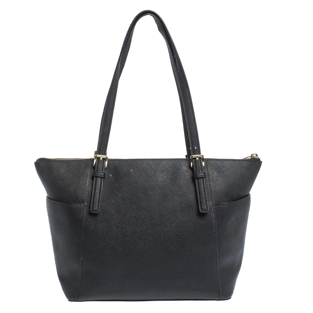 MICHAEL Michael Kors Black Saffiano Leather Top-zip Jet Set Tote For Women - Image 4