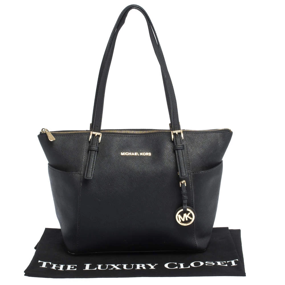 MICHAEL Michael Kors Black Saffiano Leather Top-zip Jet Set Tote For Women - Image 11