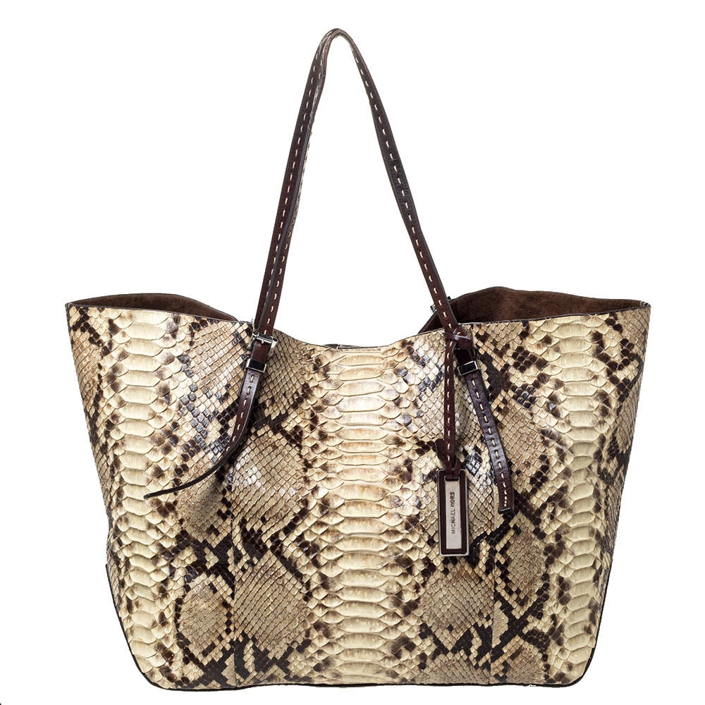 Michael Kors Multicolor Python Leather Ultra Stitch Handle Jaryn Tote For Women