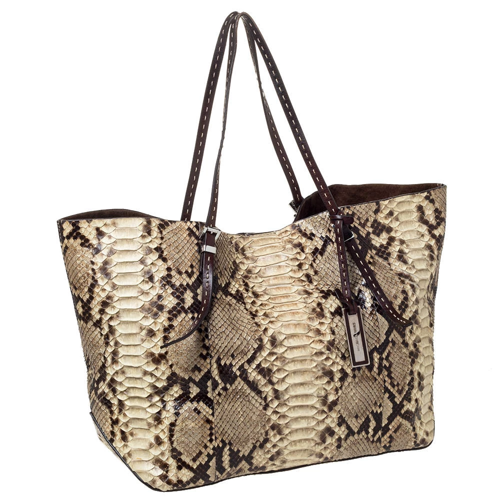 Michael Kors Multicolor Python Leather Ultra Stitch Handle Jaryn Tote For Women - Image 3