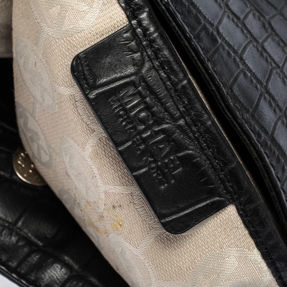 MICHAEL Michael Kors Black Croc Embossed Leather Hamilton Tote For Women - Image 9