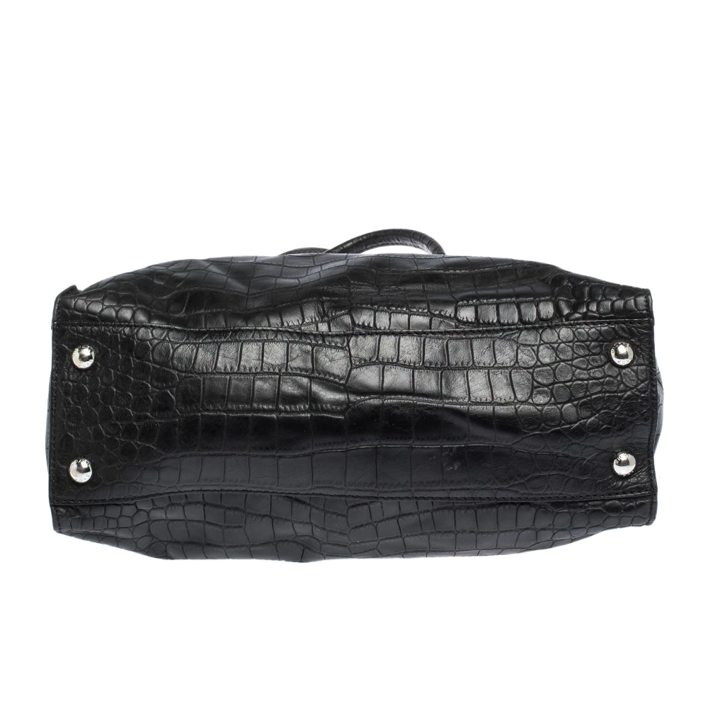 MICHAEL Michael Kors Black Croc Embossed Leather Hamilton Tote For Women - Image 6