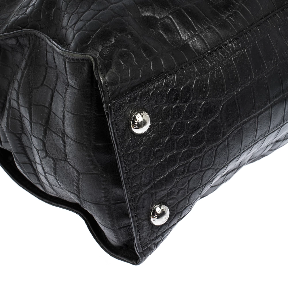MICHAEL Michael Kors Black Croc Embossed Leather Hamilton Tote For Women - Image 11