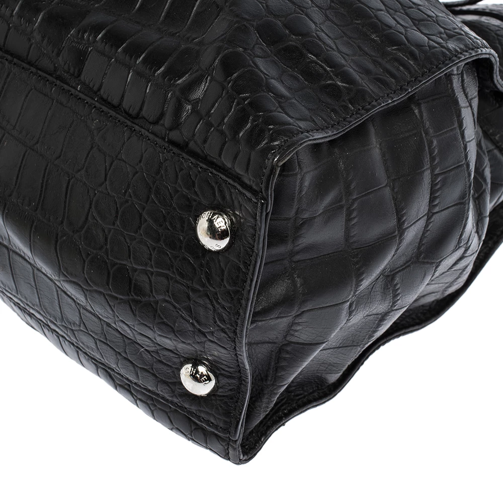 MICHAEL Michael Kors Black Croc Embossed Leather Hamilton Tote For Women - Image 12