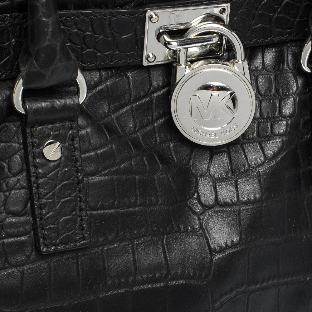 MICHAEL Michael Kors Black Croc Embossed Leather Hamilton Tote For Women - Image 5