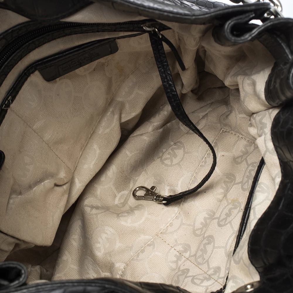 MICHAEL Michael Kors Black Croc Embossed Leather Hamilton Tote For Women - Image 7