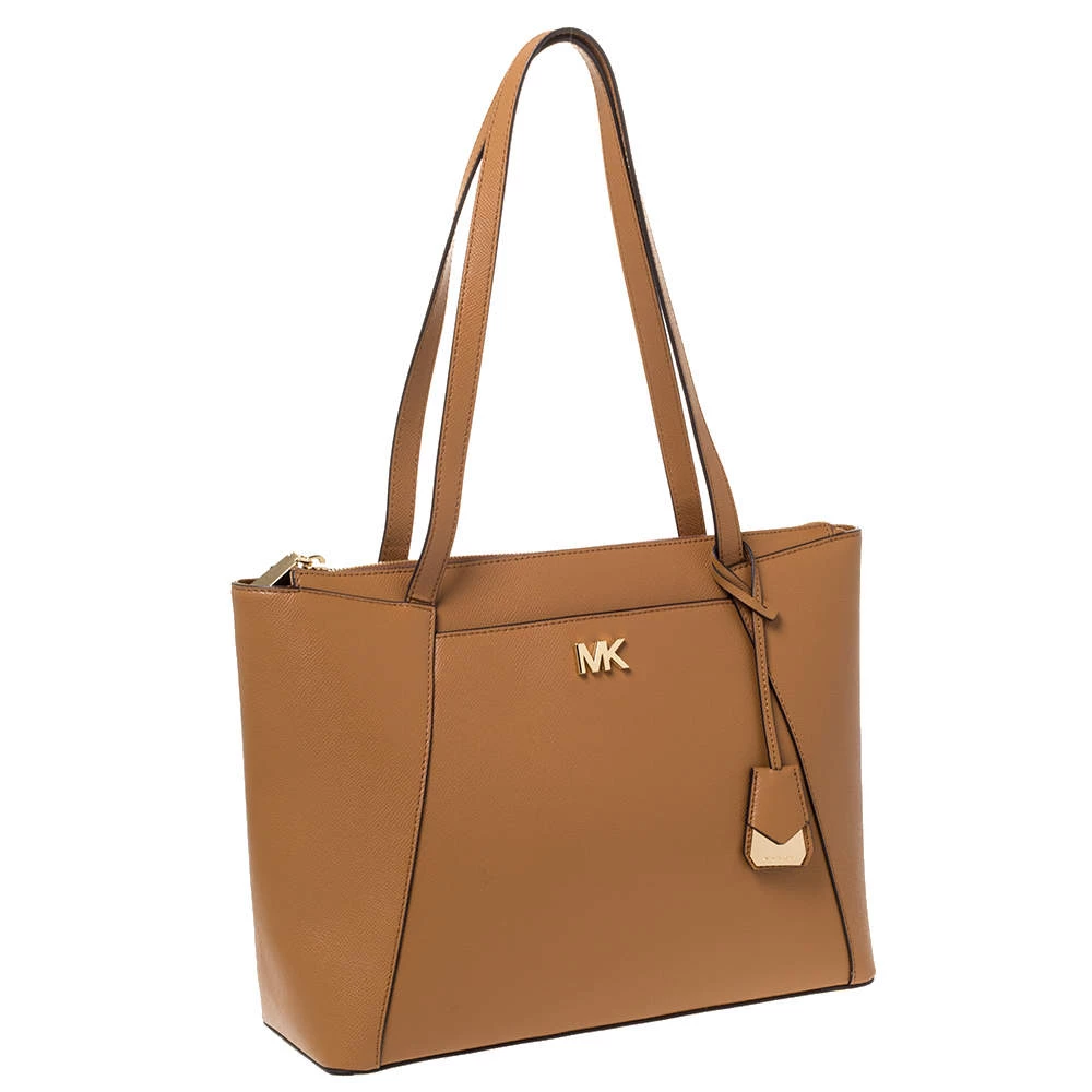 Michael Kors Tan Leather Maddie East/West Top Zip Tote For Women - Image 3