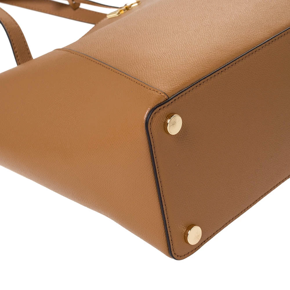 Michael Kors Tan Leather Maddie East/West Top Zip Tote For Women - Image 11