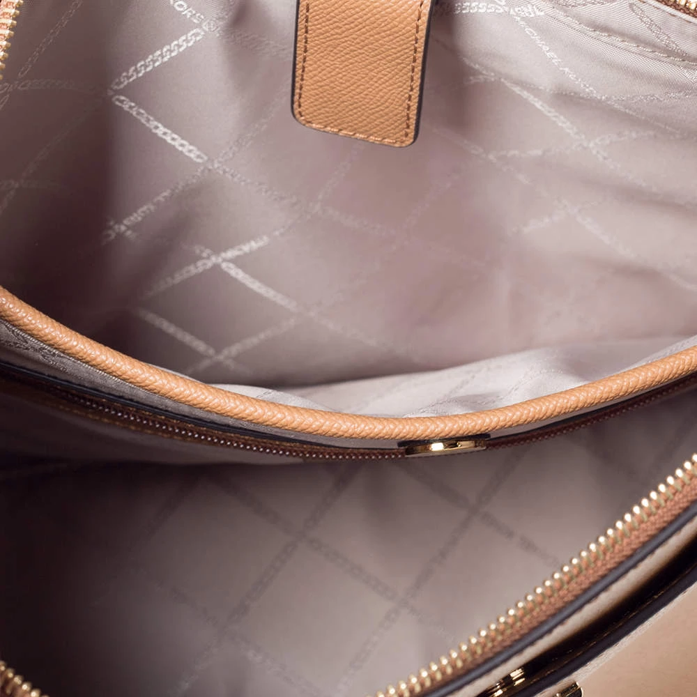 Michael Kors Tan Leather Maddie East/West Top Zip Tote For Women - Image 8