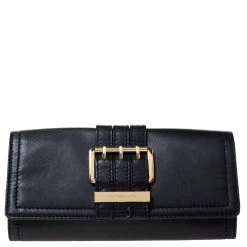 Michael Kors Black Leather Buckle Clutch For Women