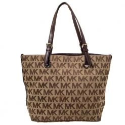 Michael Kors Beige/Brown Canvas And Leather Tote For Women