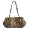 MICHAEL Michael Kors Light Brown Fox Fur And Leather Frame Chain Shoulder Bag For Women