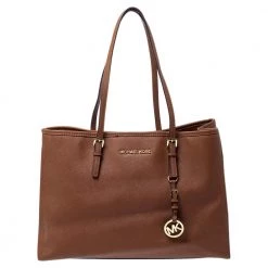 MICHAEL Michael Kors Tan Leather Jet Set Travel Tote For Women