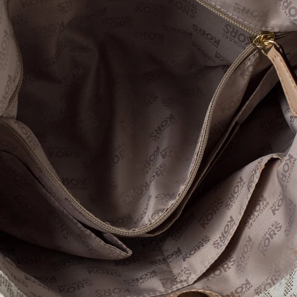 MICHAEL Michael Kors Cream Coated Canvas And Leather Jet Set Travel Chain Shoulder Bag For Women - Image 7