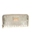 Michael Kors Metallic Gold Mirror Signature PVC Zip Around Wallet For Women