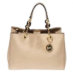 MICHAEL Michael Kors Metallic Gold Leather Medium Cynthia Tote For Women