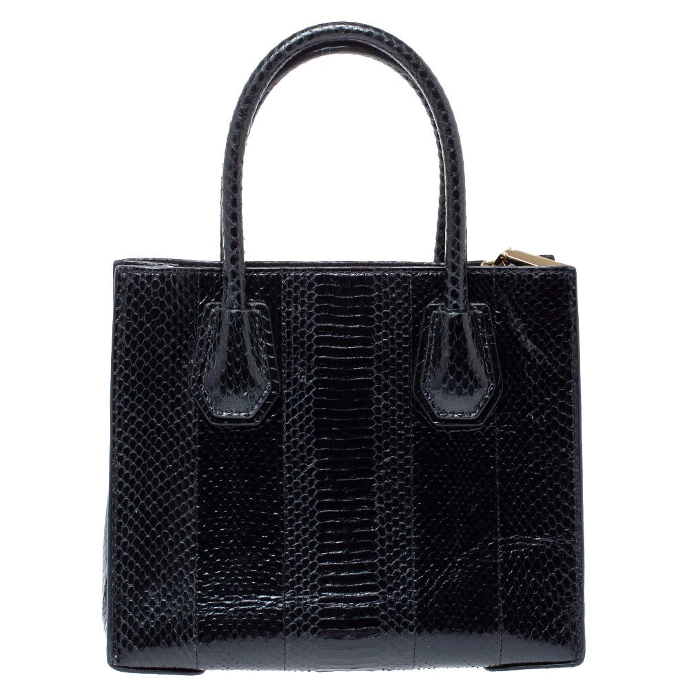 Michael Kors Black Snakeskin Small Mercer Tote For Women - Image 4